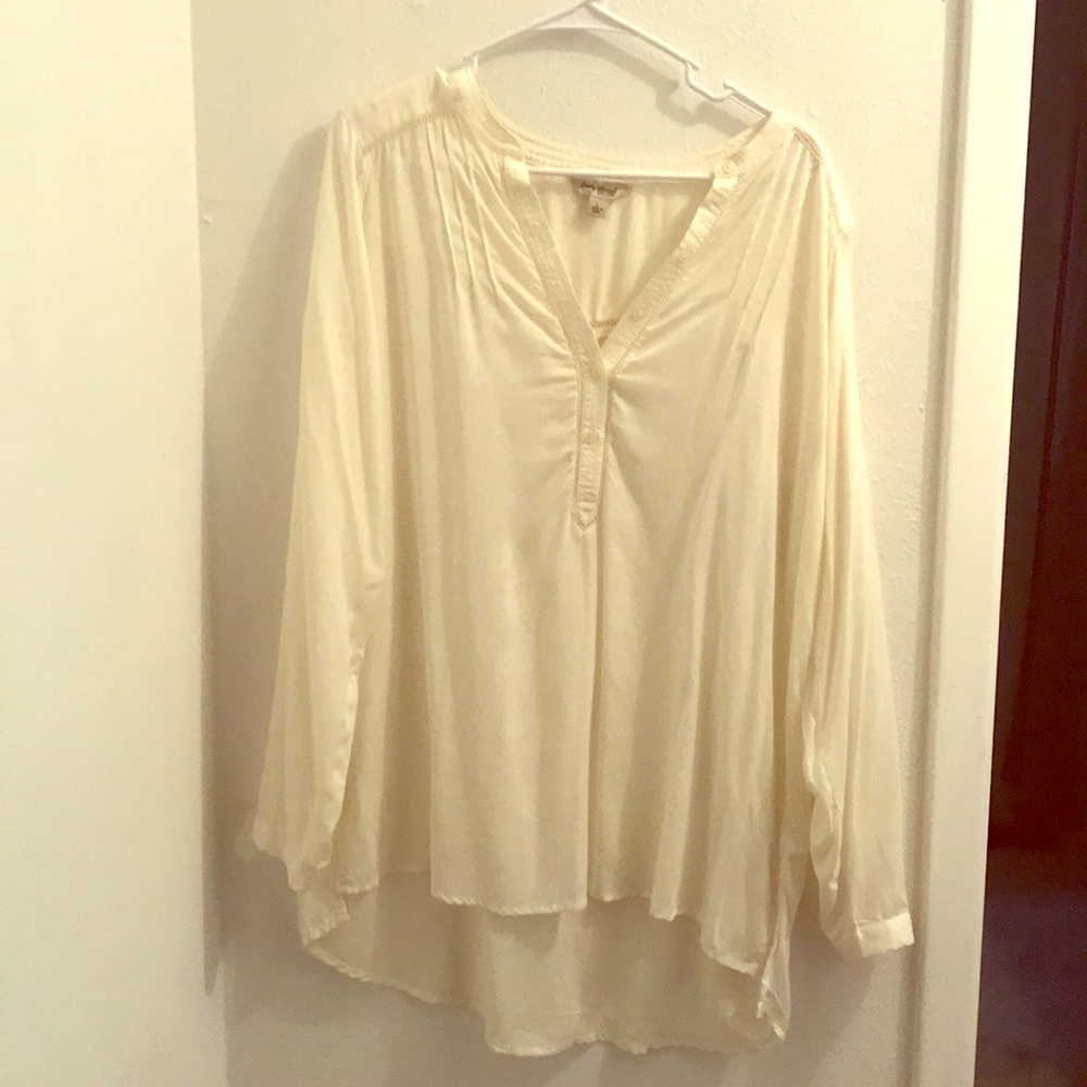 Lucky Brand White, Long-Sleeve, Tunic Shirt